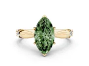Marquise Floral Solitaire Engagement Ring Setting for a Fancy Green Lab-Grown Diamond | Yellow Gold