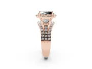 Oval Halo Split Shank Engagement Ring Setting for a Black Center | Round Side Stones | Rose Gold