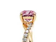 Cushion Cut Twist Engagement Ring Setting for a Fancy Pink Lab-Grown Diamond | Yellow Gold