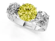 Round Engagement Ring Setting for a Fancy Yellow Lab-Grown Diamond | Three Stone | Platinum