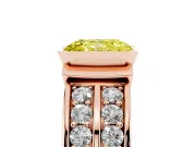 Radiant Cut Half Bezel Engagement Ring Setting for a Fancy Yellow Lab-Grown Diamond | Channel Band | Rose Gold