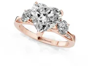 Heart-Shaped Hidden Halo Three Stone Engagement Ring Setting | Pave Gallery | Rose Gold