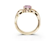 Cushion Cut Bypass Solitaire Engagement Ring Setting for a Fancy Pink Lab-Grown Diamond | Pavé Strands | Yellow Gold