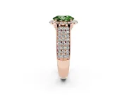 Oval Pavé Engagement Ring Setting for a Fancy Green Lab-Grown Diamond | Wide Three-Row Band | Rose Gold