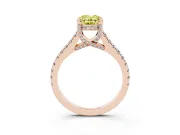 Oval Hidden Halo Pave Engagement Ring Setting for a Fancy Yellow Lab-Grown Diamond | Claw Prongs | Rose Gold