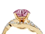 Round Bypass Engagement Ring Setting for a Fancy Pink Lab-Grown Diamond | Yellow Gold