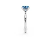 Round Micro-Prong Hidden Halo Engagement Ring Setting for a Fancy Blue Lab-Grown Diamond | Plain Band | Sterling Silver