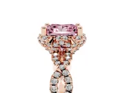Princess Cut Milgrain Halo Engagement Ring Setting for a Fancy Pink Lab-Grown Diamond | Graduated Shoulders | Rose Gold