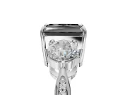 Fancy Black Radiant Cut Lab-Grown Diamond Three-Stone Ring Set in Sterling Silver with Channel-Set Band and Prong Setting