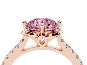Round Floral Engagement Ring Setting for a Fancy Pink Lab-Grown Diamond | Pavé Band | Rose Gold