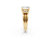 Radiant Cut Bar-Set Accent Engagement Ring Setting | Grooved Band | Yellow Gold