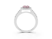 Fancy Pink Oval Cut Diamond Halo Pavé Solitaire Ring Set in Silver with Prong-Set Center Stone
