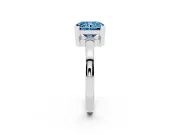 Fancy Blue Radiant Cut Diamond Solitaire Ring Set in Platinum with Prong Head and Smooth Polished Band