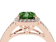 Cushion Cut Split Shank Halo Engagement Ring Setting for a Fancy Green Lab-Grown Diamond | Rose Gold