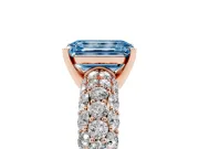 Emerald Cut Multi Row Pave Engagement Ring Setting for a Fancy Blue Lab-Grown Diamond | Rose Gold