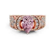 Pear-Shaped Vintage Pave Engagement Ring Setting for a Fancy Pink Lab-Grown Diamond | Milgrain Edges | Rose Gold