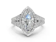Marquise Halo Pavé Engagement Ring Setting | Narrow Split Shank | Platinum