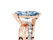 Marquise Graduated Bypass Engagement Ring Setting for a Fancy Blue Lab-Grown Diamond | Rose Gold