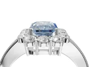 Radiant Cut Vintage Halo Engagement Ring Setting for a Fancy Blue Lab-Grown Diamond | Milgrain Channel Band | White Gold