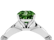 Fancy Green Cushion Cut Diamond Solitaire Twisted Band Ring Set in Silver with Accent Stones and Prong Setting