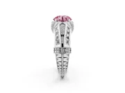 Fancy Pink Round Cut Diamond Vintage-Inspired Milgrain Ring Set in White gold with Accent Split Shank