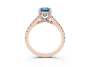 Radiant Cut Hidden Halo Pave Engagement Ring Setting for a Fancy Blue Lab-Grown Diamond | Claw Prongs | Rose Gold