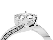 Asscher Cut Diamond Solitaire Ring Set in Platinum with Intertwined Pavé Twist Band