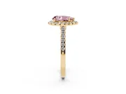 Pear-Shaped Halo Engagement Ring Setting for a Fancy Pink Lab-Grown Diamond | Pave Shoulders | Yellow Gold