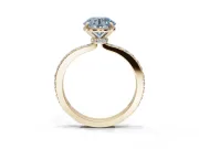 Round Hidden Halo Engagement Ring Setting for a Fancy Blue Lab-Grown Diamond | Pavé Band | Yellow Gold