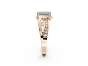 Emerald Cut Bypass Solitaire Engagement Ring Setting | Pavé and Plain Strands | Rose Gold