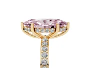 Marquise Hidden Halo Engagement Ring Setting for a Fancy Pink Lab-Grown Diamond | Yellow Gold