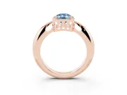 Emerald Cut Halo Engagement Ring Setting for a Fancy Blue Lab-Grown Diamond | Plain Band | Rose Gold