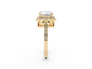 Princess Cut Halo Engagement Ring Setting | Polished Halo Rim | Yellow Gold
