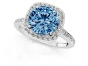Round Halo Engagement Ring Setting for a Fancy Blue Lab-Grown Diamond | White Gold - Design NV-24729