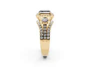 Asscher Cut Halo Split Shank Engagement Ring Setting for a Black Center | Yellow Gold