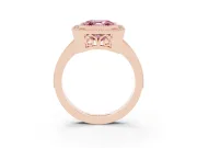 Asscher Cut Milgrain Halo Engagement Ring Setting for a Fancy Pink Lab-Grown Diamond | Rose Gold