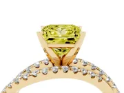 Fancy Yellow Princess Cut Diamond Solitaire Twist Band Ring Set in Yellow gold with Pavé Setting and Prong Head