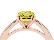 Fancy Yellow Radiant Cut Diamond Solitaire Ring Set in Rose gold with Prong Setting and Classic Band