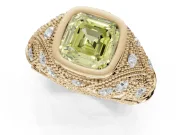 Asscher Cut Vintage Bezel Engagement Ring Setting for a Fancy Yellow Lab-Grown Diamond | Yellow Gold
