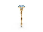 Oval Twisted Engagement Ring Setting for a Fancy Blue Lab-Grown Diamond | Beaded Twist | Yellow Gold