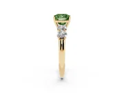 Princess Cut Five Stone Engagement Ring Setting for a Fancy Green Lab-Grown Diamond | Plain Band | Yellow Gold