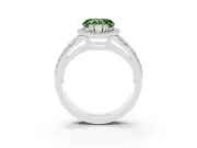 Fancy Green Heart Cut Diamond Halo Ring Set in Silver with Double Pavé Split Shank