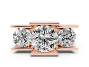 Round Channel-Set Three Stone Engagement Ring Setting | Wide Flat Band | Rose Gold