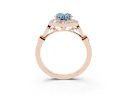 Oval Halo Engagement Ring Setting for a Fancy Blue Lab-Grown Diamond | Bezel Stations | Rose Gold