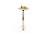 Fancy Yellow Heart Cut Diamond Halo Pavé Solitaire Ring Set in Rose gold with Prong-Set Center Stone
