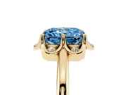 Radiant Cut Petal Halo Engagement Ring Setting for a Fancy Blue Lab-Grown Diamond | Yellow Gold