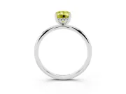 Fancy Yellow Emerald Cut Diamond Solitaire Engagement Ring Set in White gold with Prong Setting and Polished Band