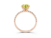 Round Petite Pavé Solitaire Engagement Ring Setting for a Fancy Yellow Lab-Grown Diamond | Slim Band | Rose Gold