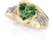 Heart-Shaped Bezel Bypass Engagement Ring Setting for a Fancy Green Lab-Grown Diamond | Yellow Gold