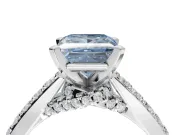 Princess Cut Pavé Engagement Ring Setting for a Fancy Blue Lab-Grown Diamond | Crossover Gallery | Sterling Silver